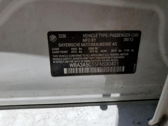 2015 BMW 328 I VIN: WBA3A5G55FNS90401 Lot: 59221014