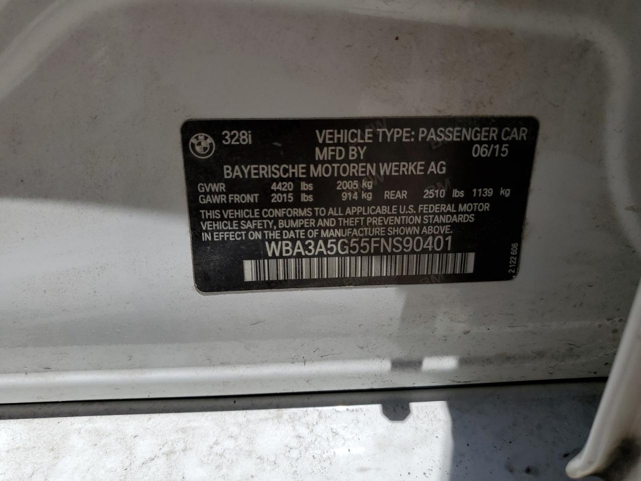 WBA3A5G55FNS90401 2015 BMW 328 I