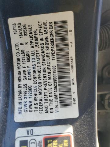 2009 Honda Civic Hybrid VIN: JHMFA36239S007560 Lot: 58917014