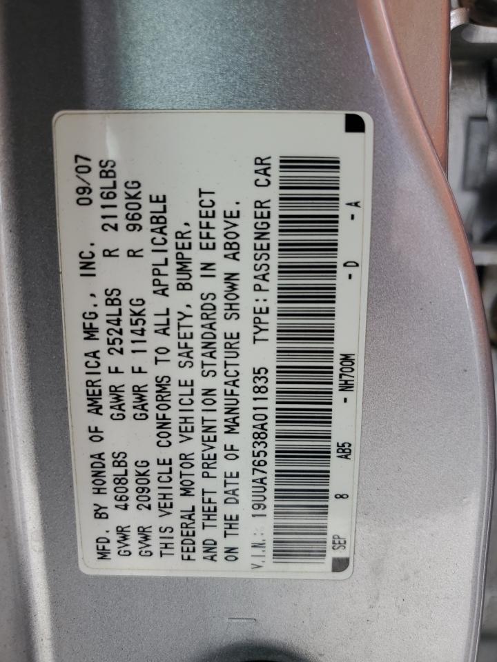 19UUA76538A011835 2008 Acura Tl Type S