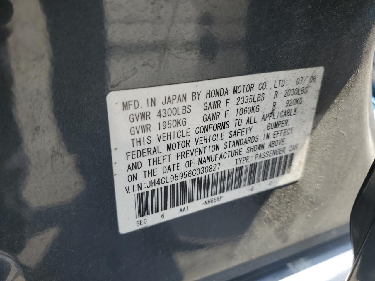 JH4CL95956C030827 2006 Acura Tsx