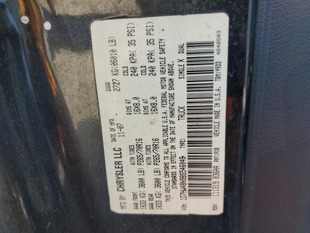 1D7HW48N98S546049 2008 Dodge Dakota Quad Slt