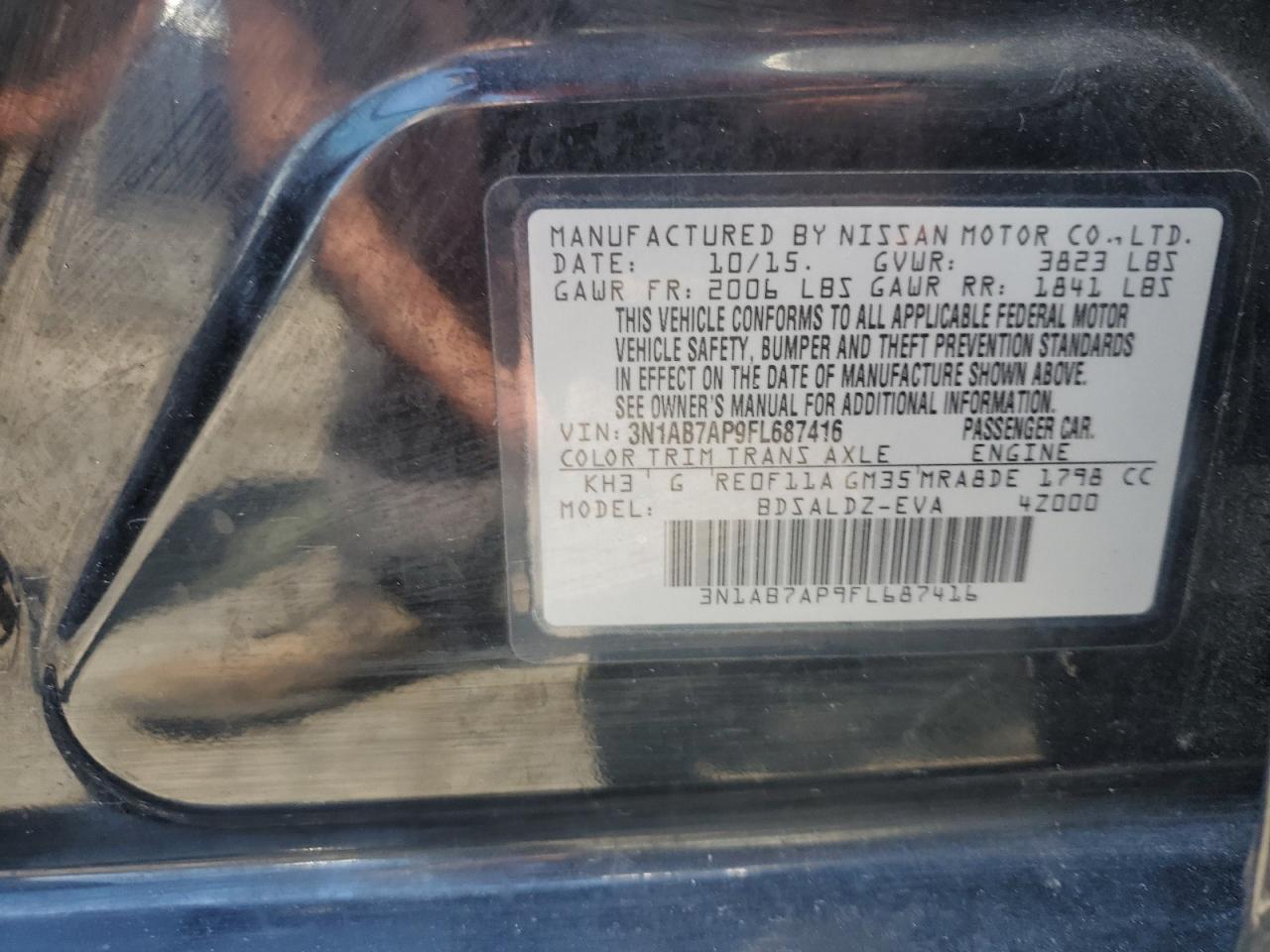 3N1AB7AP9FL687416 2015 Nissan Sentra S