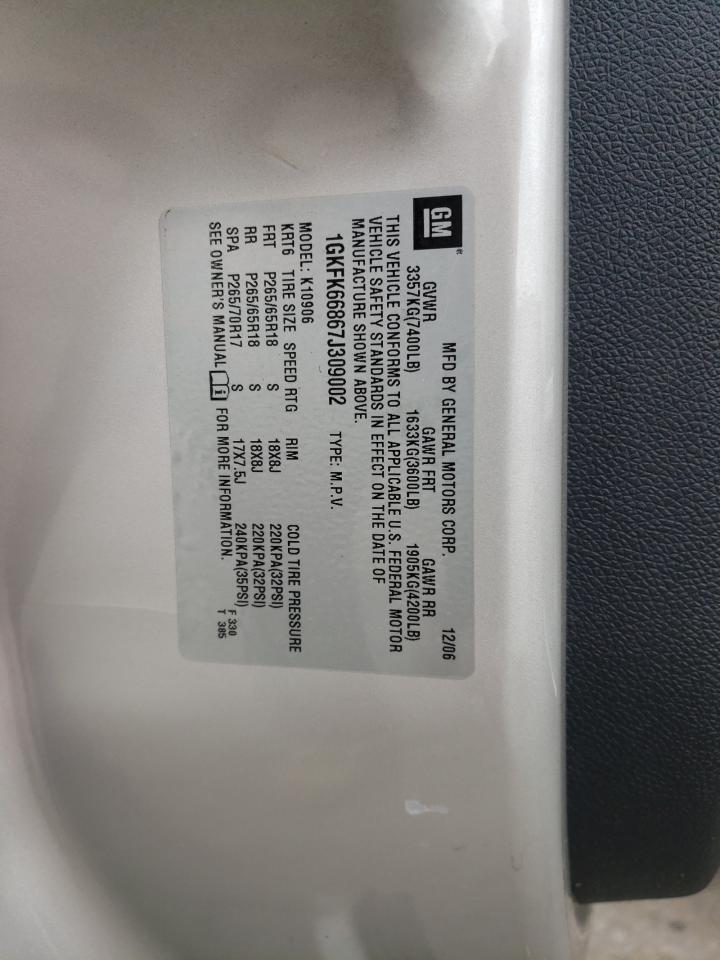 1GKFK66867J309002 2007 GMC Yukon Xl Denali