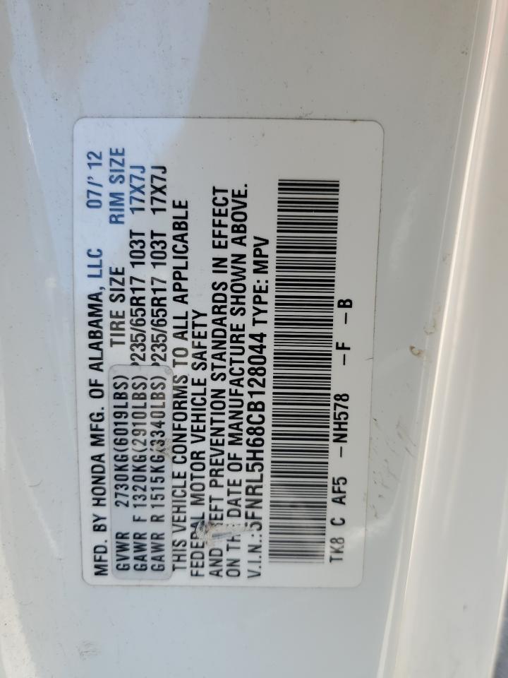 5FNRL5H68CB128044 2012 Honda Odyssey Exl