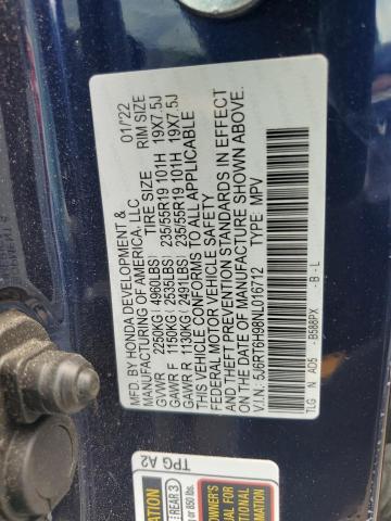 2022 Honda Cr-V Touring VIN: 5J6RT6H98NL016712 Lot: 60302714