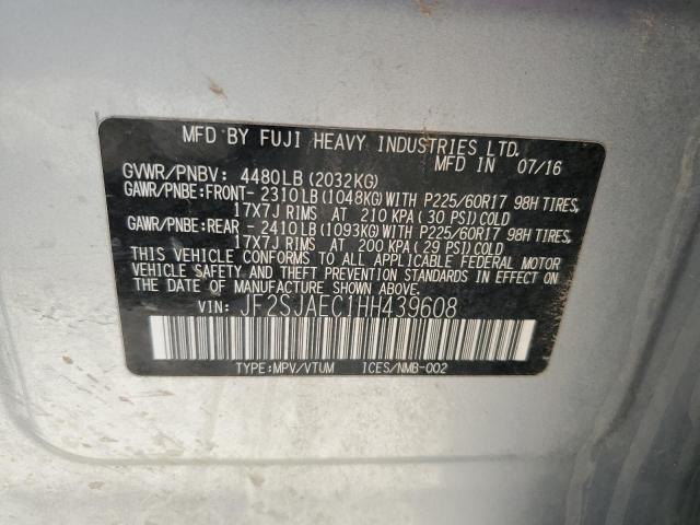 2017 Subaru Forester 2.5I Premium VIN: JF2SJAEC1HH439608 Lot: 60275484