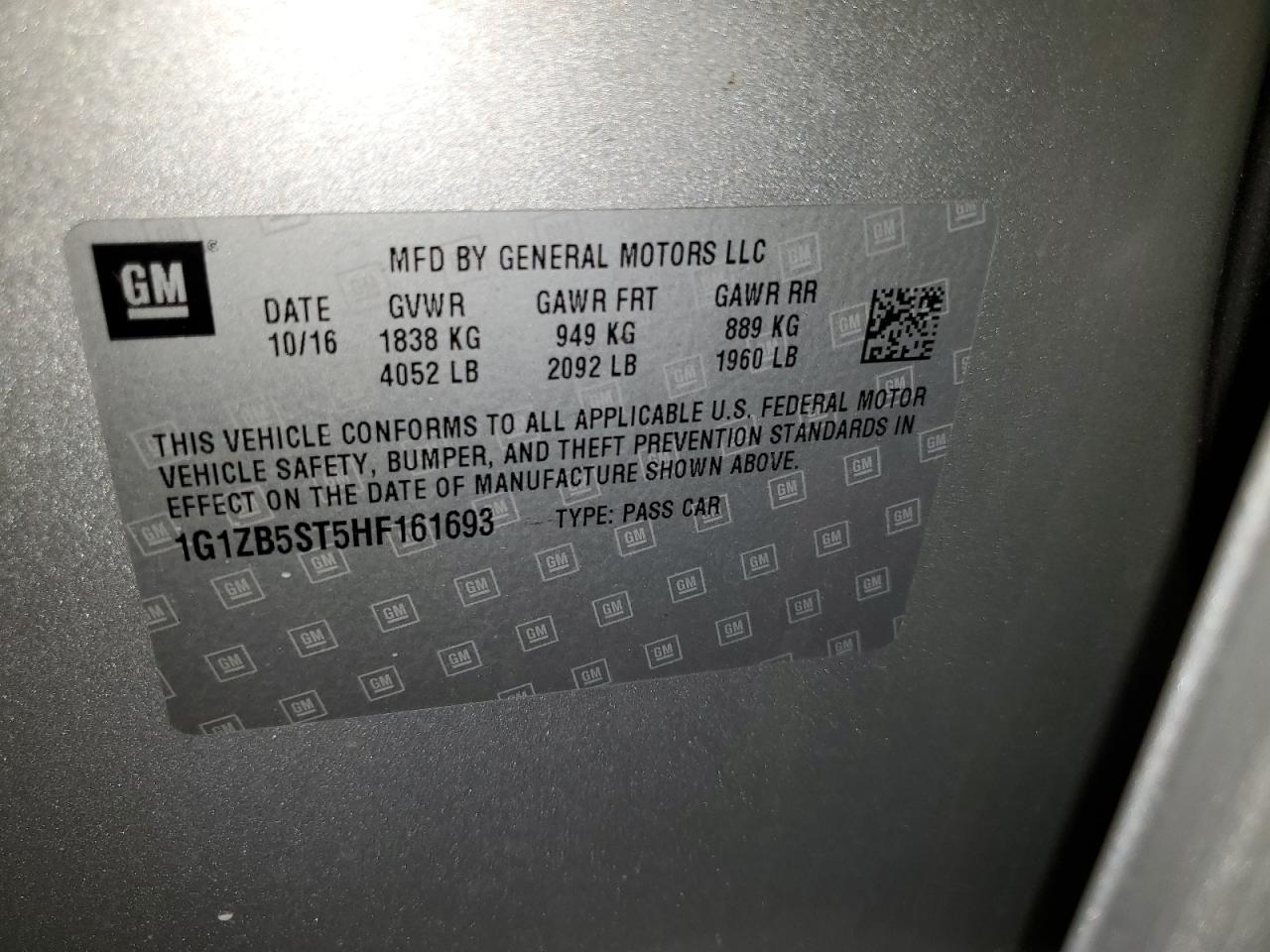 1G1ZB5ST5HF161693 2017 Chevrolet Malibu Ls