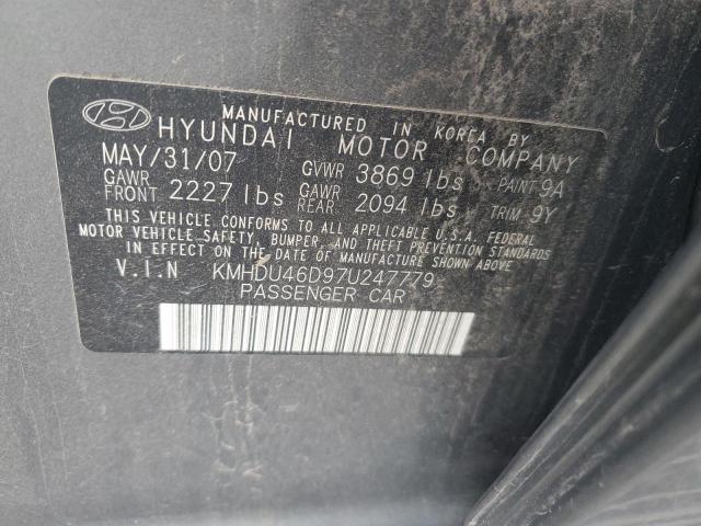 KMHDU46D97U247779 2007 Hyundai Elantra Gls