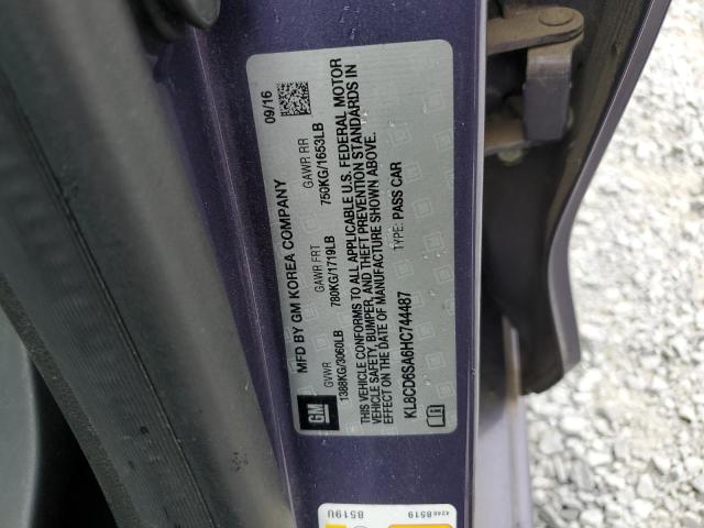 2017 Chevrolet Spark 1Lt VIN: KL8CD6SA6HC744487 Lot: 60409324