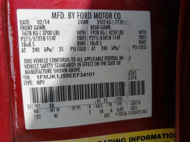 2014 Ford Expedition El Xlt VIN: 1FMJK1J55EEF34101 Lot: 60551264