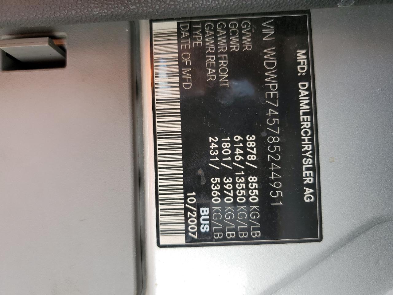 WDWPE745785244951 2008 Dodge Sprinter 2500