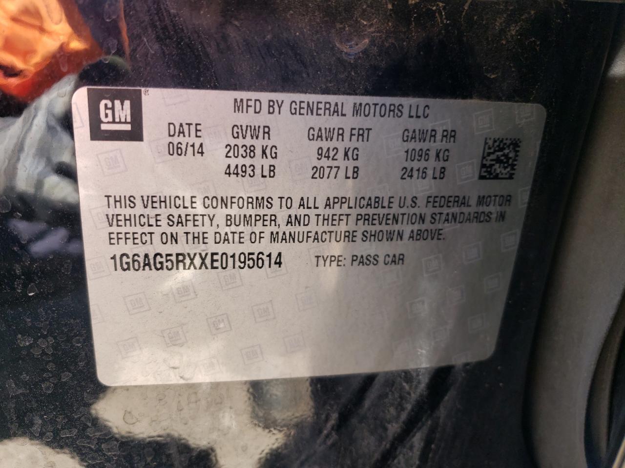 1G6AG5RXXE0195614 2014 Cadillac Ats