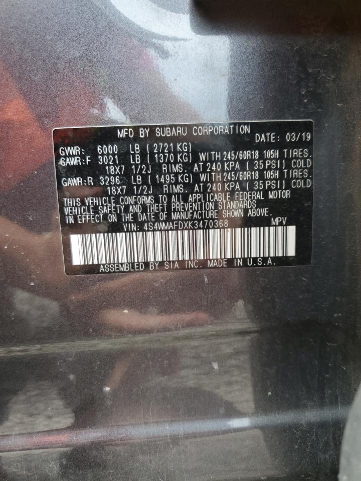 4S4WMAFDXK3470368 2019 Subaru Ascent Premium