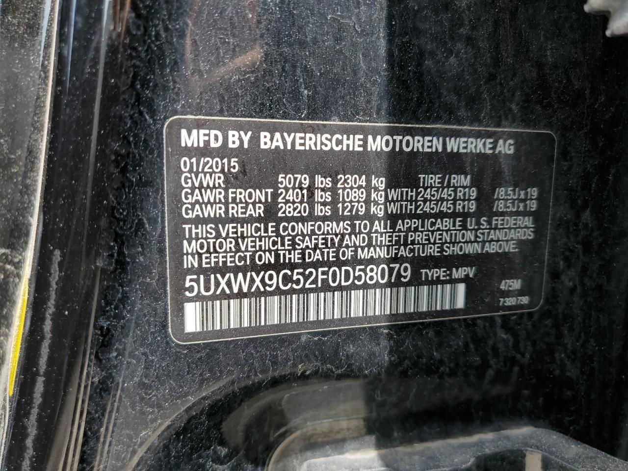 5UXWX9C52F0D58079 2015 BMW X3 xDrive28I