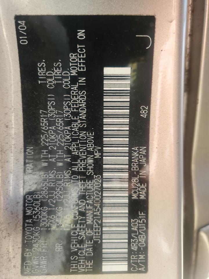 JTEEP21A540027023 2004 Toyota Highlander