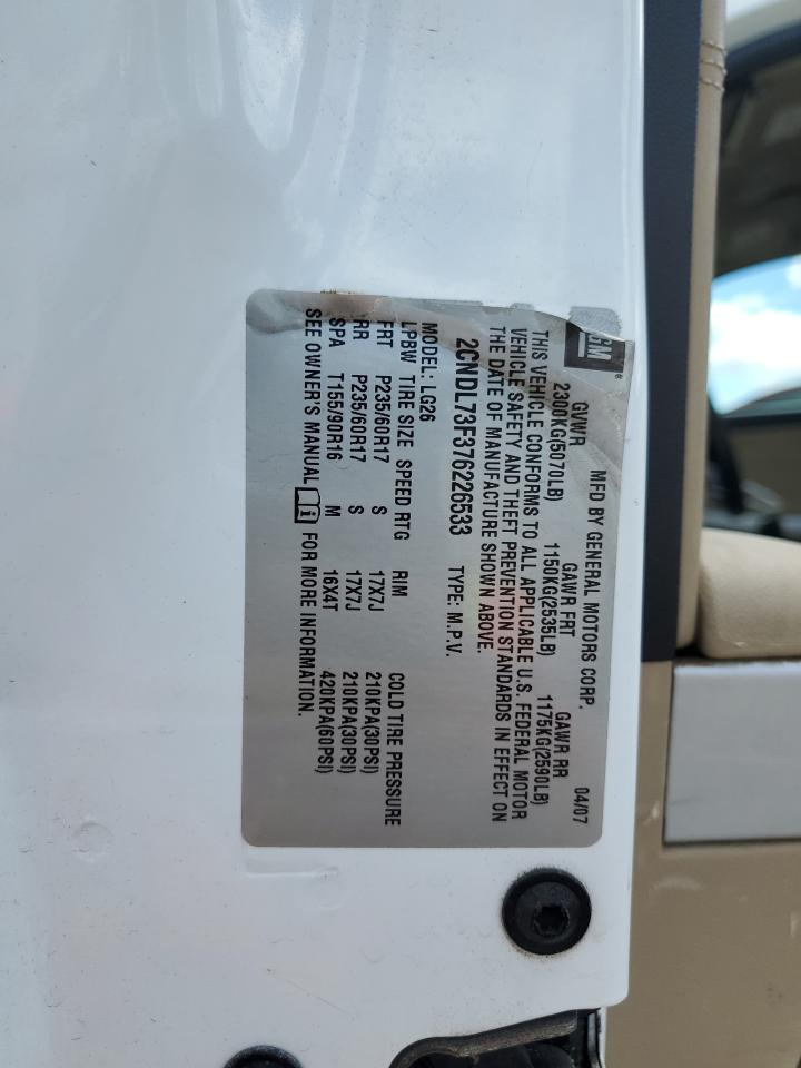 2CNDL73F376226533 2007 Chevrolet Equinox Lt