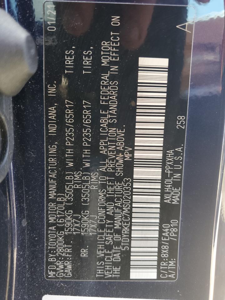 5TDYRKEC7MS020353 2021 Toyota Sienna Xle