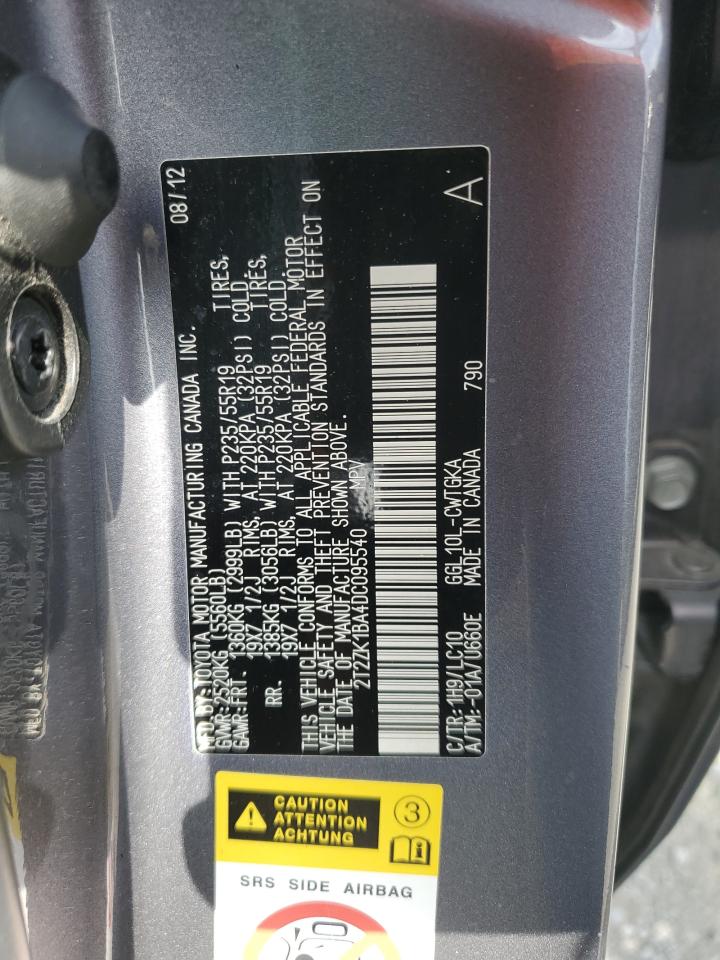 2T2ZK1BA4DC095540 2013 Lexus Rx 350