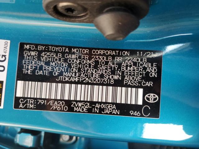 2022 Toyota Prius Prime Le VIN: JTDKAMFP2N3207318 Lot: 60083564