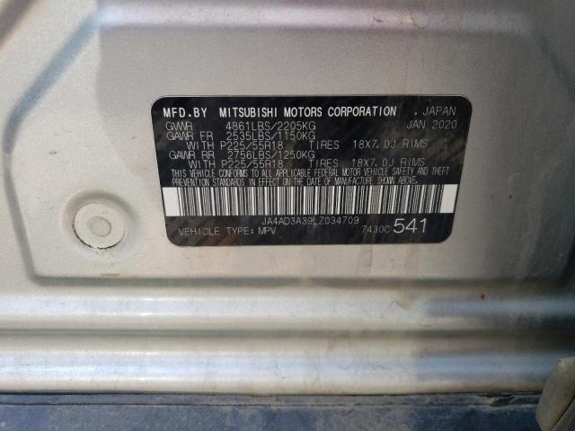 2020 Mitsubishi Outlander Se VIN: JA4AD3A39LZ034709 Lot: 57862804