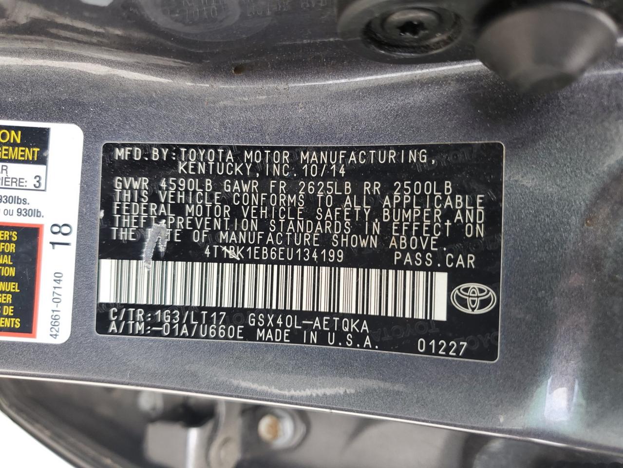 4T1BK1EB6EU134199 2014 Toyota Avalon Base