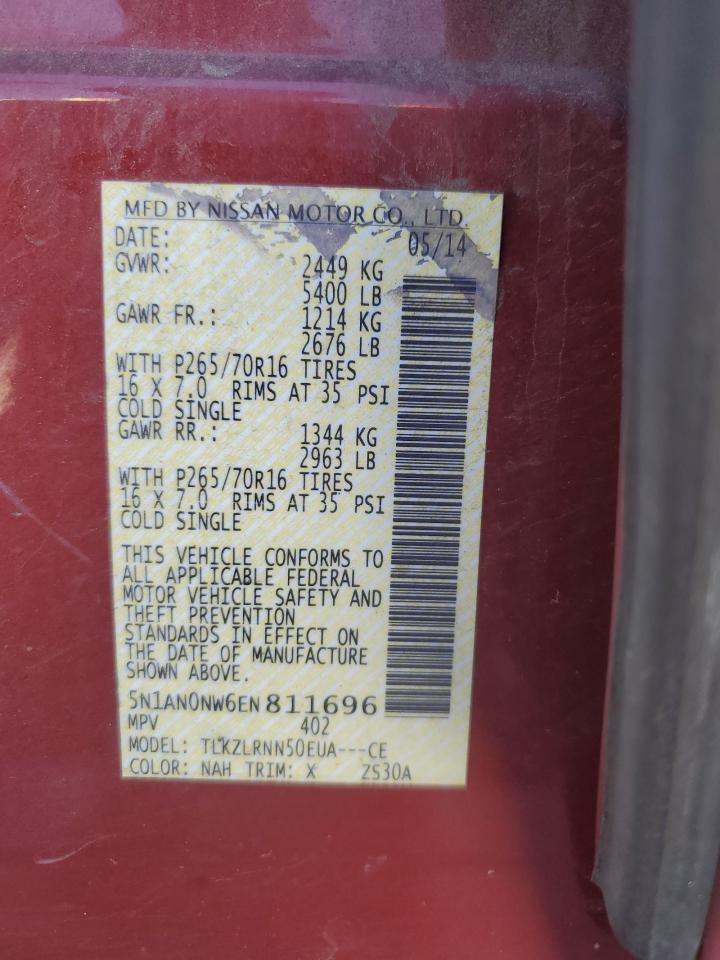 5N1AN0NW6EN811696 2014 Nissan Xterra X