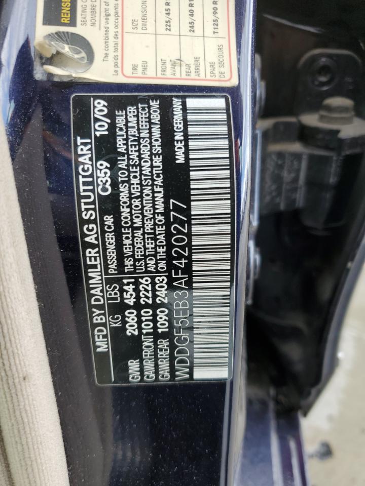 WDDGF5EB3AF420277 2010 Mercedes-Benz C 300