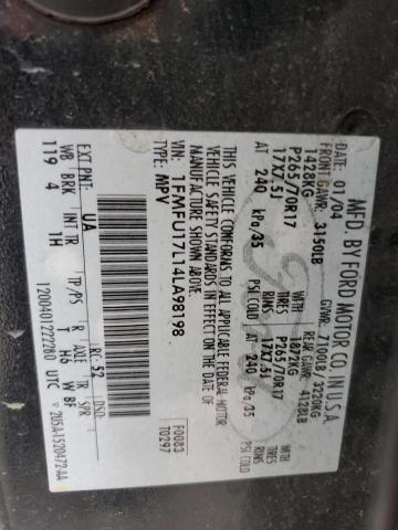 2004 Ford Expedition Eddie Bauer VIN: 1FMFU17L14LA98198 Lot: 58554494