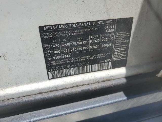 4JGBF7BE4BA726252 2011 Mercedes-Benz Gl 450 4Matic