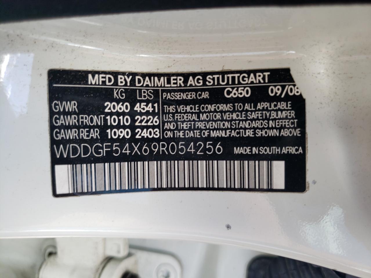 WDDGF54X69R054256 2009 Mercedes-Benz C 300