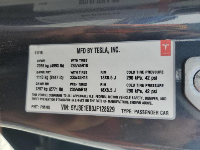 2018 Tesla Model 3 VIN: 5YJ3E1EB0JF128529 Lot: 59128284