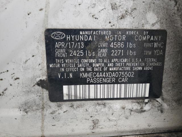 2013 Hyundai Sonata Hybrid VIN: KMHEC4A4XDA075502 Lot: 57948554