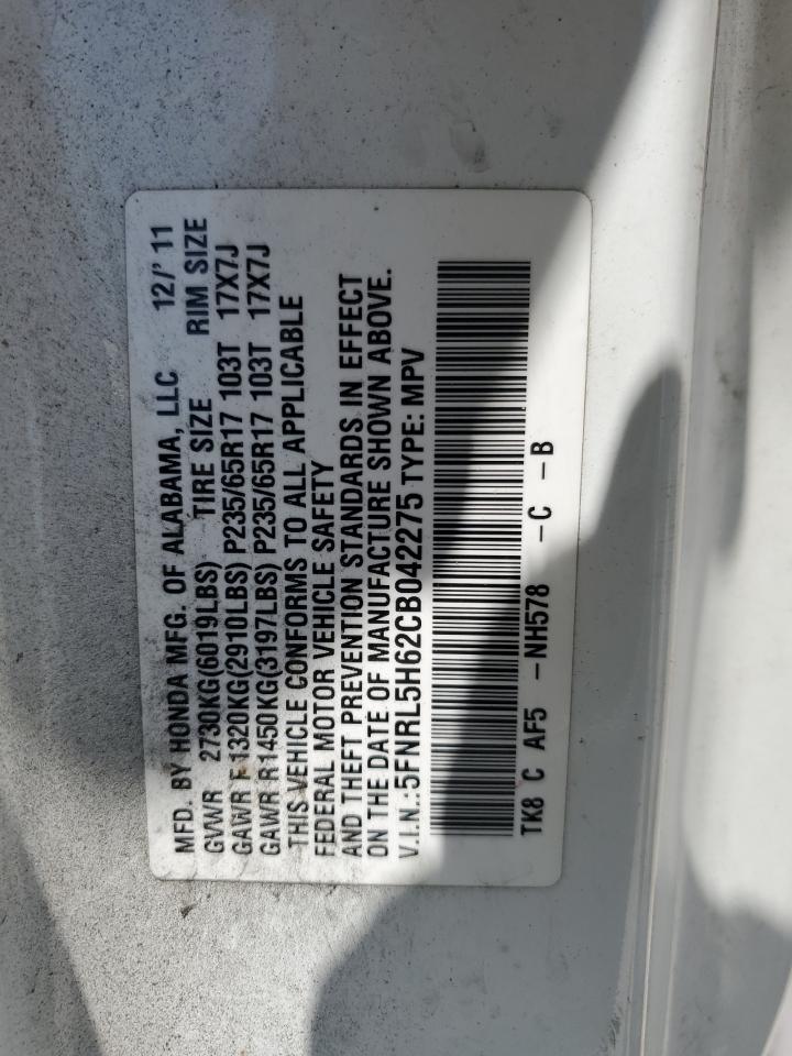 5FNRL5H62CB042275 2012 Honda Odyssey Exl