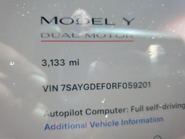 2024 Tesla Model Y VIN: 7SAYGDEF0RF059201 Lot: 59589714