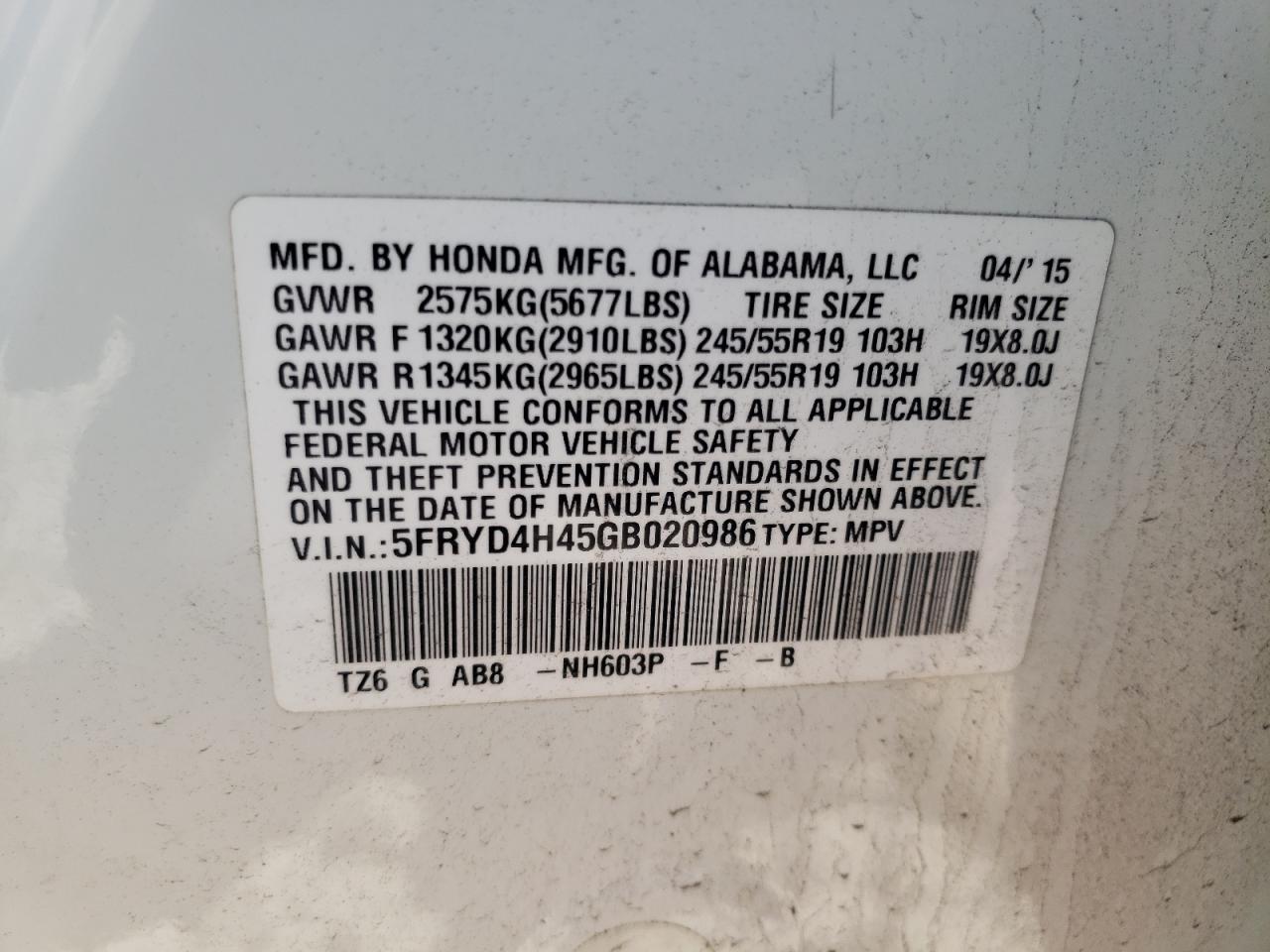 5FRYD4H45GB020986 2016 Acura Mdx Technology