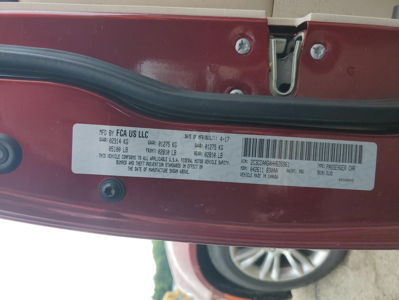 2C3CCAAG4HH626961 2017 Chrysler 300 Limited