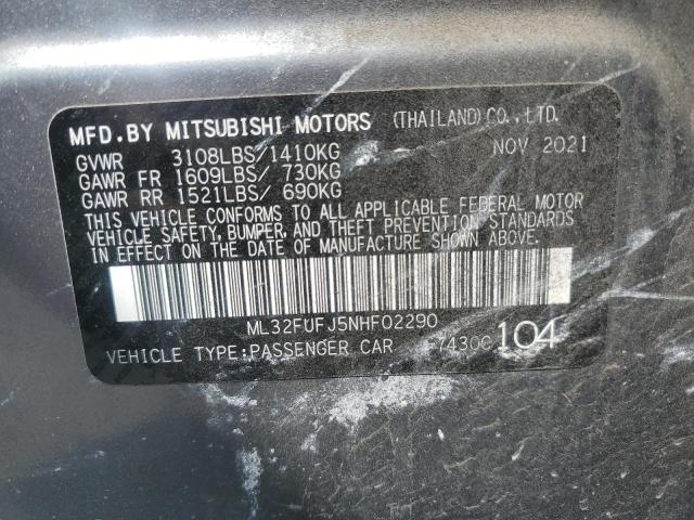 2022 Mitsubishi Mirage G4 Es VIN: ML32FUFJ5NHF02290 Lot: 59004524