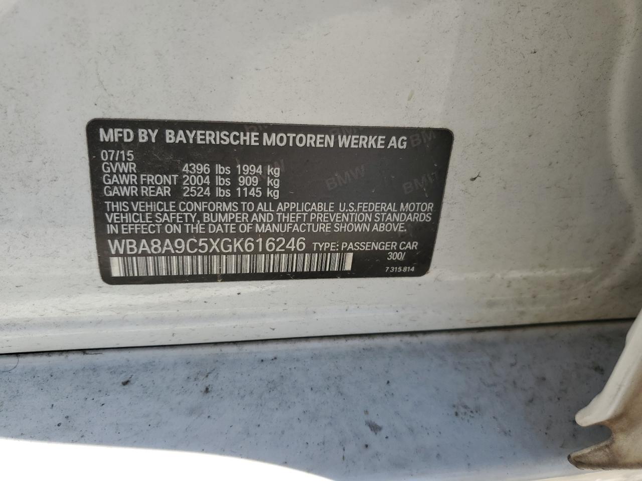 WBA8A9C5XGK616246 2016 BMW 320 I