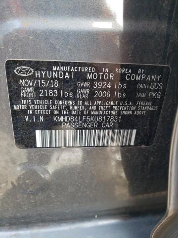 2019 Hyundai Elantra Sel VIN: KMHD84LF5KU817831 Lot: 57479574