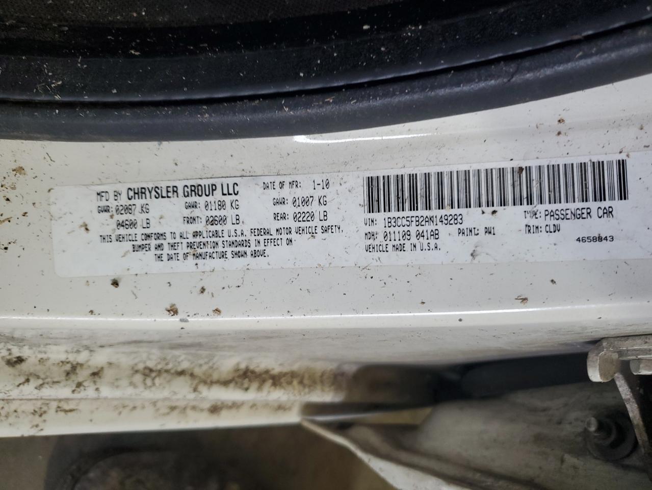 1B3CC5FB2AN149283 2010 Dodge Avenger R/T