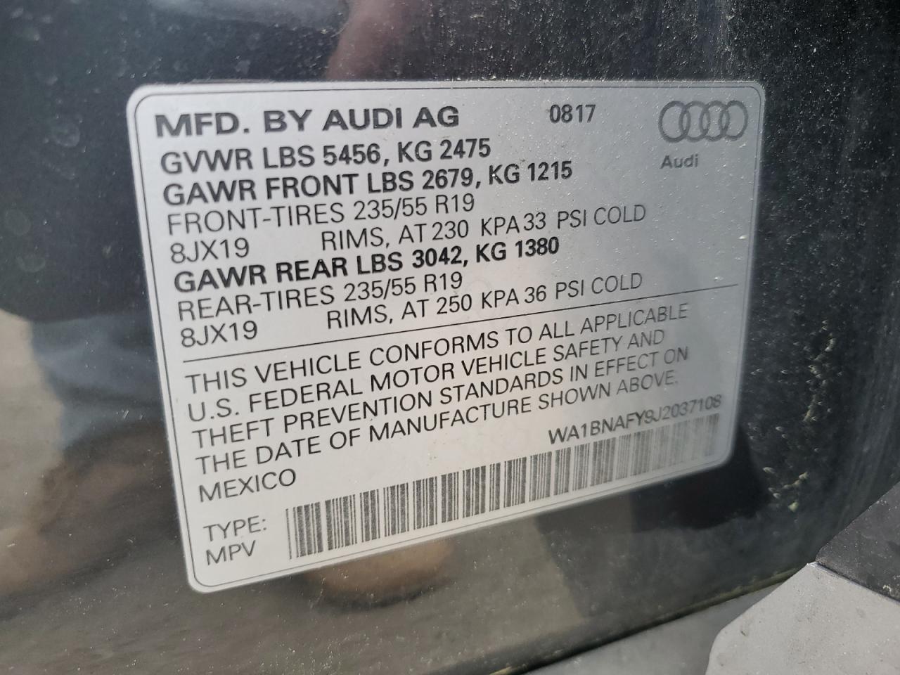 WA1BNAFY9J2037108 2018 Audi Q5 Premium Plus