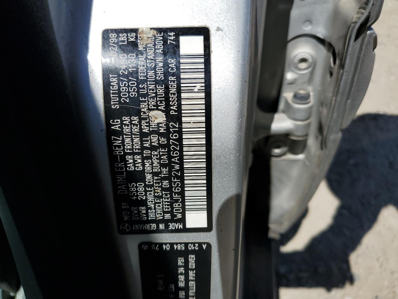 WDBJF65F2WA627612 1998 Mercedes-Benz E 320