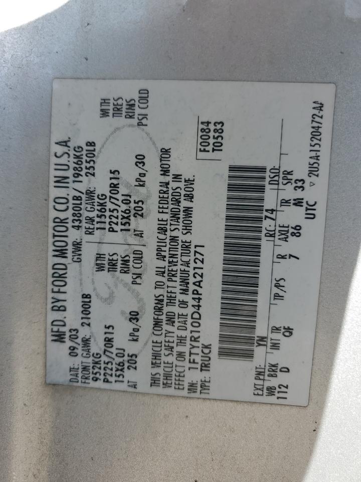 1FTYR10D44PA21271 2004 Ford Ranger