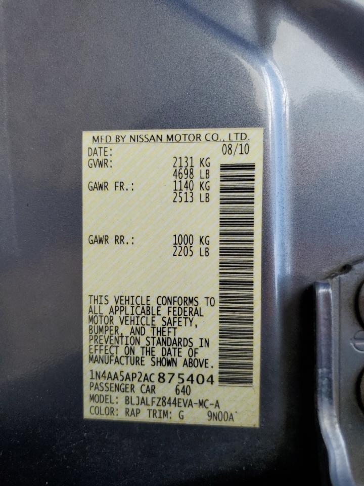 1N4AA5AP2AC875404 2010 Nissan Maxima S