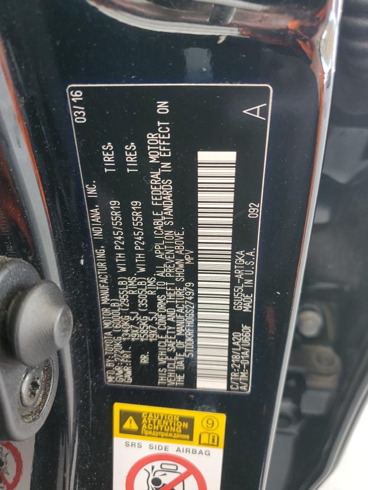 5TDDKRFH0GS274979 2016 Toyota Highlander Limited