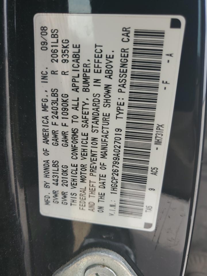 1HGCP26799A027019 2009 Honda Accord Ex