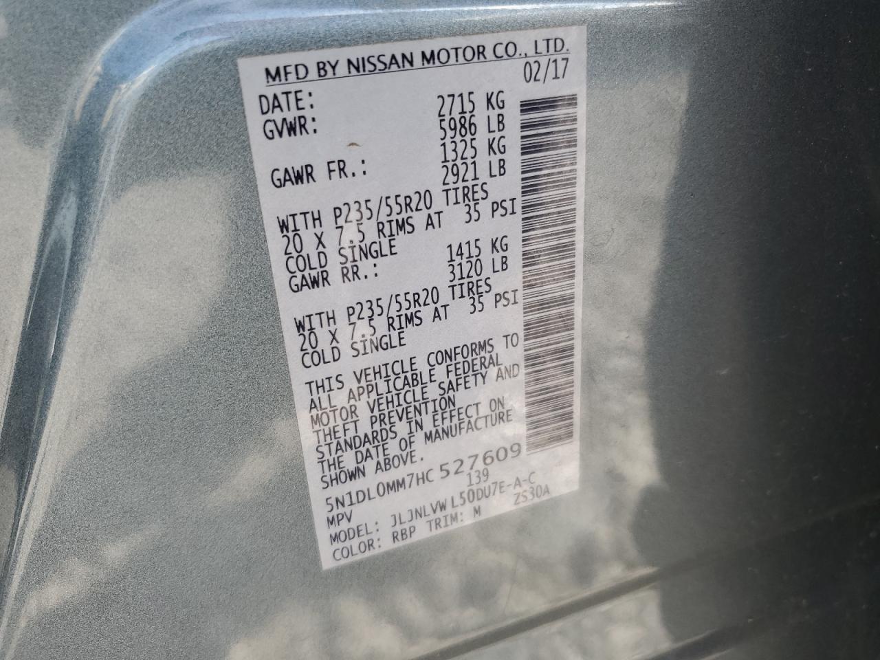 5N1DL0MM7HC527609 2017 Infiniti Qx60