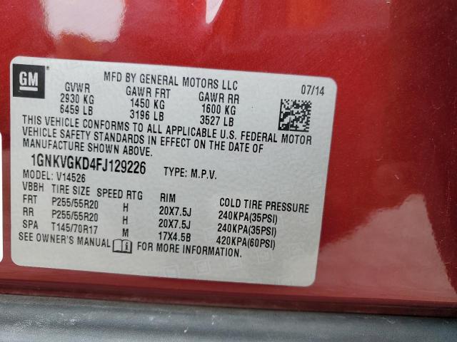 2015 CHEVROLET TRAVERSE L 1GNKVGKD4FJ129226