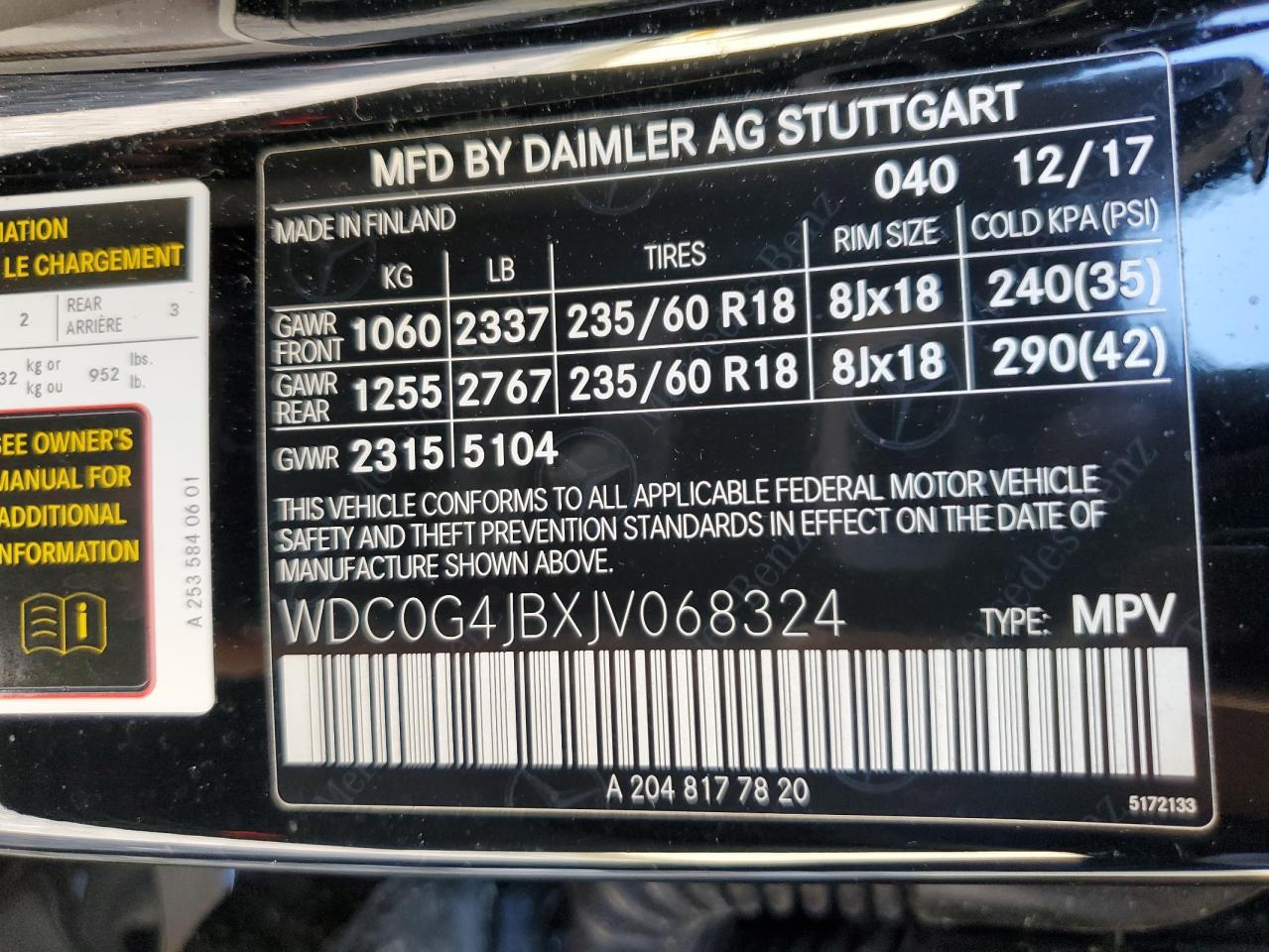 WDC0G4JBXJV068324 2018 Mercedes-Benz Glc 300